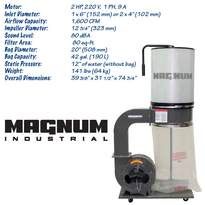 2 HP Magnum Industrial dust collector