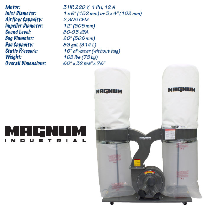 3 HP Magnum Industrial dust collector